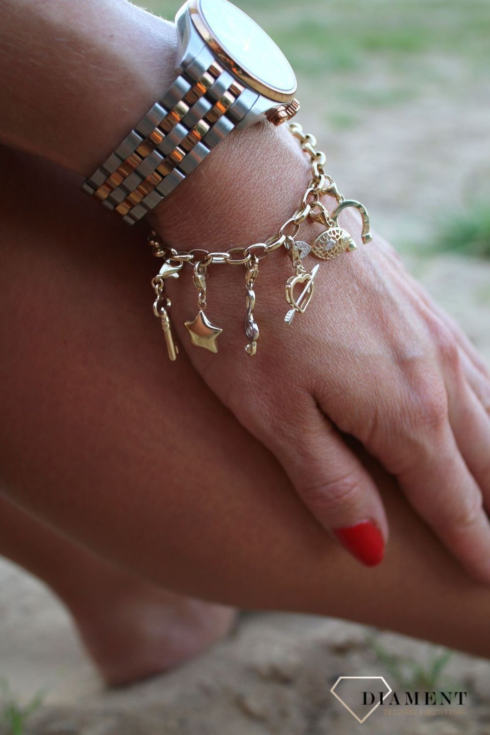 Złota bransoletka damska 333 'regularne ogniwka' BR 557 (1).jpg